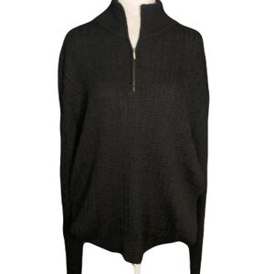 Carnoustie Mens 100% Baby Alpaca Black Knit Long Sleeve Quarter Zip Soft Sweater